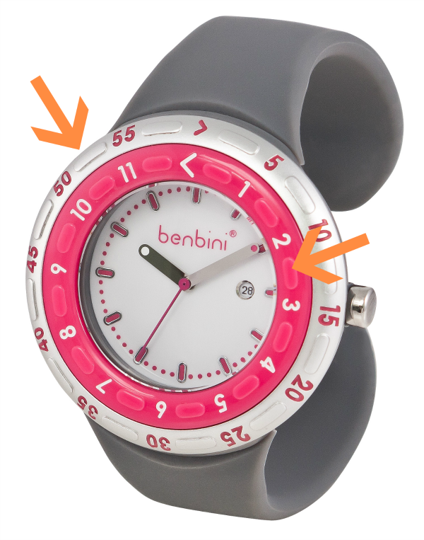 benbini watch in grey and pink