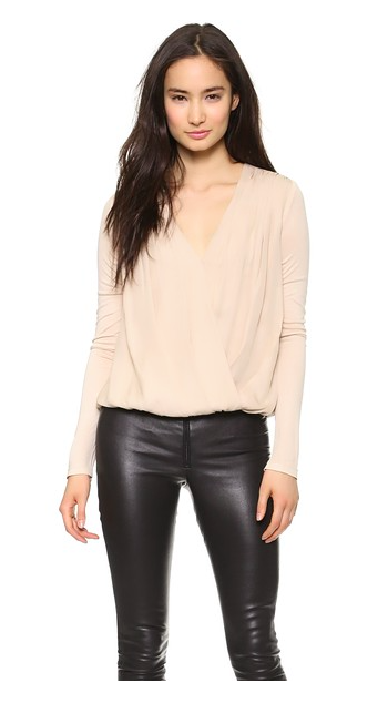 AIR by alice + olivia Cross Front Gathered Hem Top