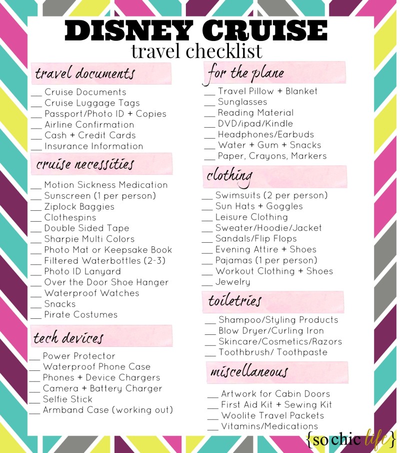 Disney Cruise Travel Checklist