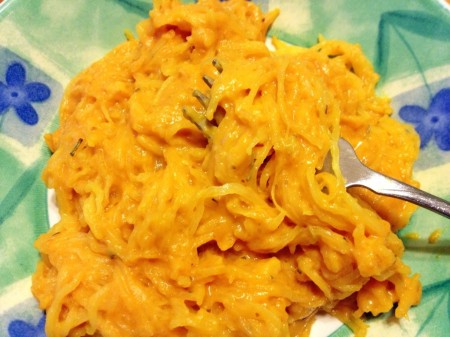 spaghetti squash with creamy pumpkin sauce