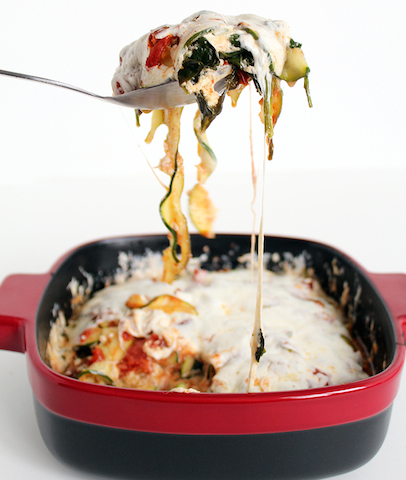inspiralized spinach zucchini noodle lasagna