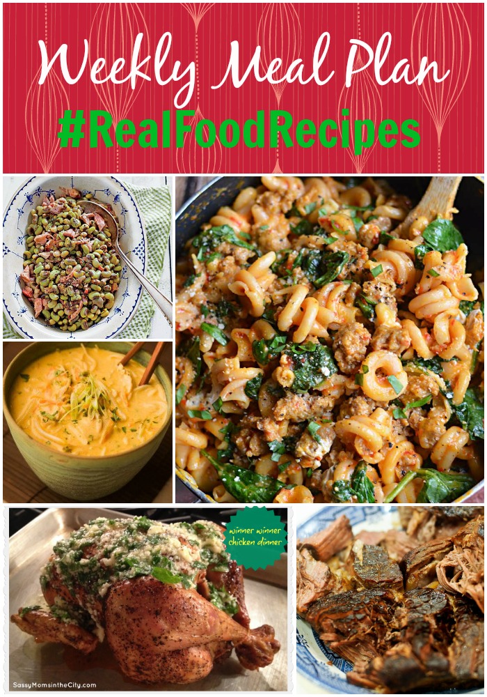 real food recipe round up + weekly meal plan december 22nd