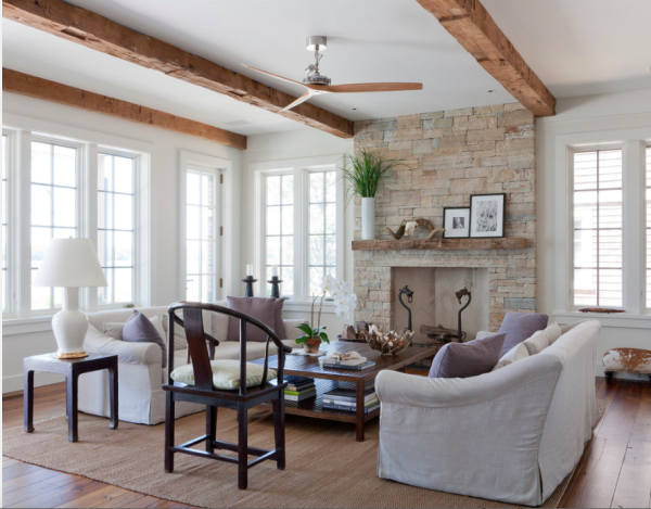 barn wood mantle stone fireplace