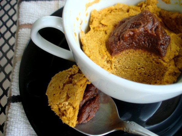 Sugar Detox Pumpkin Cake in a Mug with Chocolate Whip