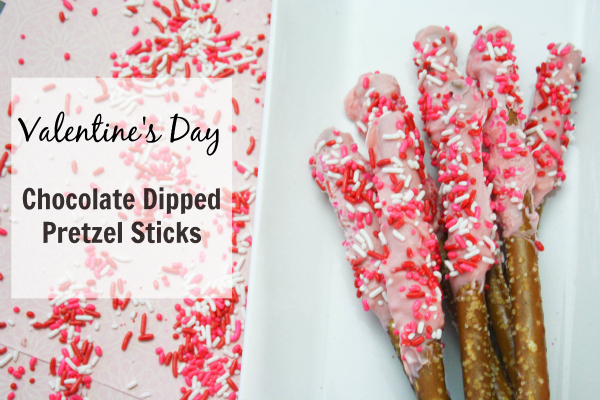 Valentine's Day Chocolate Dipped Pretzel Sticks