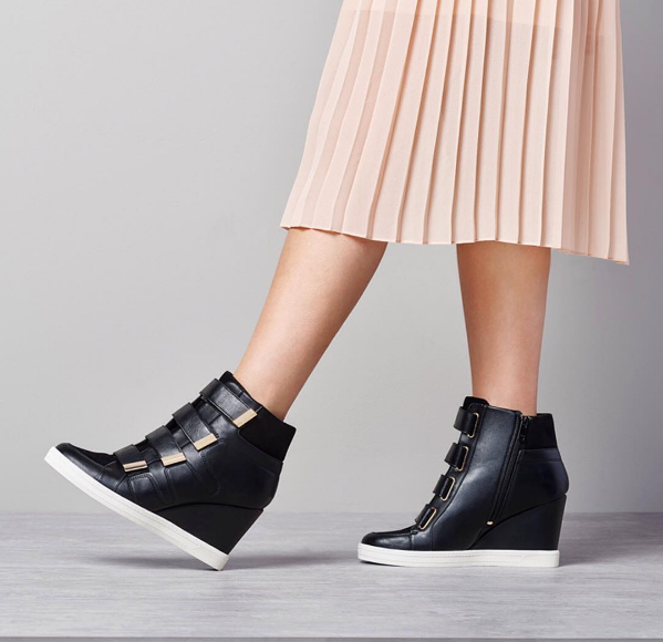 Find the latest Fall Shoe Trends at DSW! Loving the modern sport look and high top wedge sneakers. How chic are these Aldo Bladow High Top Wedges? Come try on a pair at the Fall Trend Try on Party at DSW! via @SoChicLife