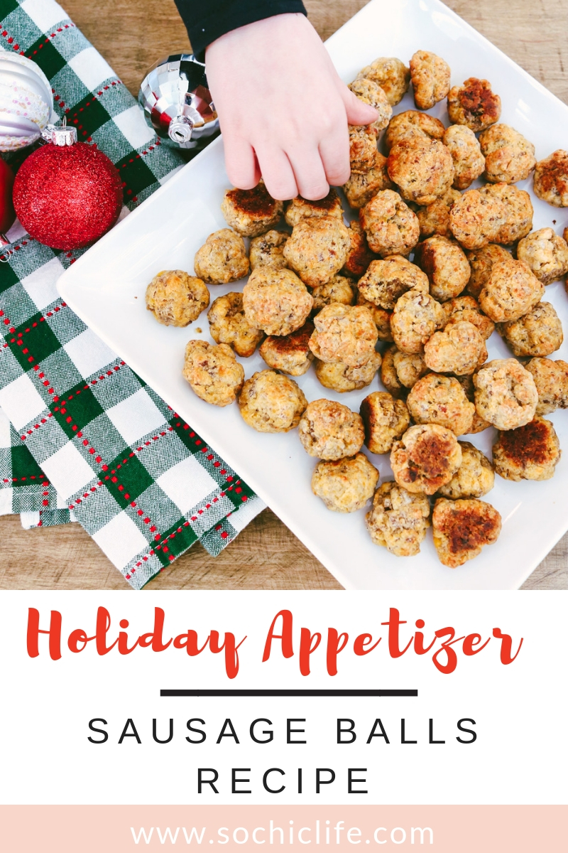 My sausage balls recipe made with Bisquick, pork sausage and cheddar is a favorite holiday appetizer and a big hit with guests. They continue to be one of my most-requested holiday recipes! Serve sausage balls at your next holiday party.