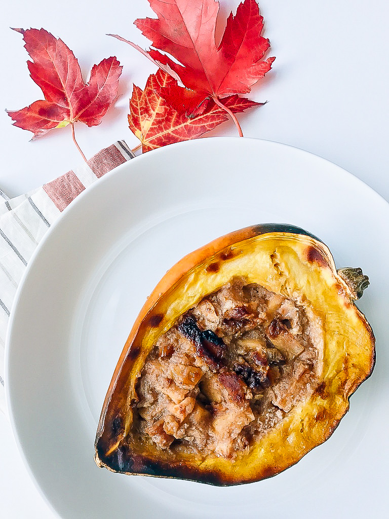 This Baked Apple Stuffed Acorn Squash is Keto approved and will rock your world! Fall and winter rolls around and I'm obsessed with cooking winter squash.